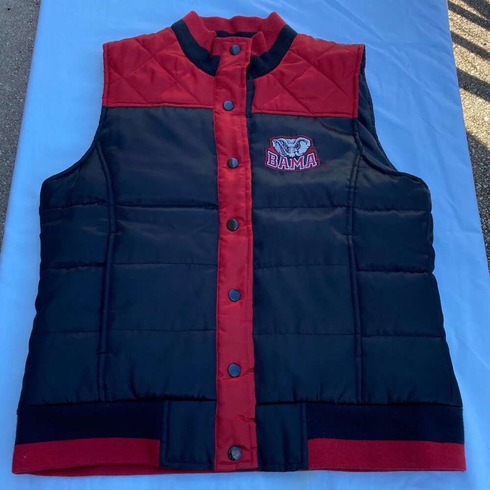 Alabama Crimson Tide Quilted Vest Large Embroidered Logo RR Designs Two Tone